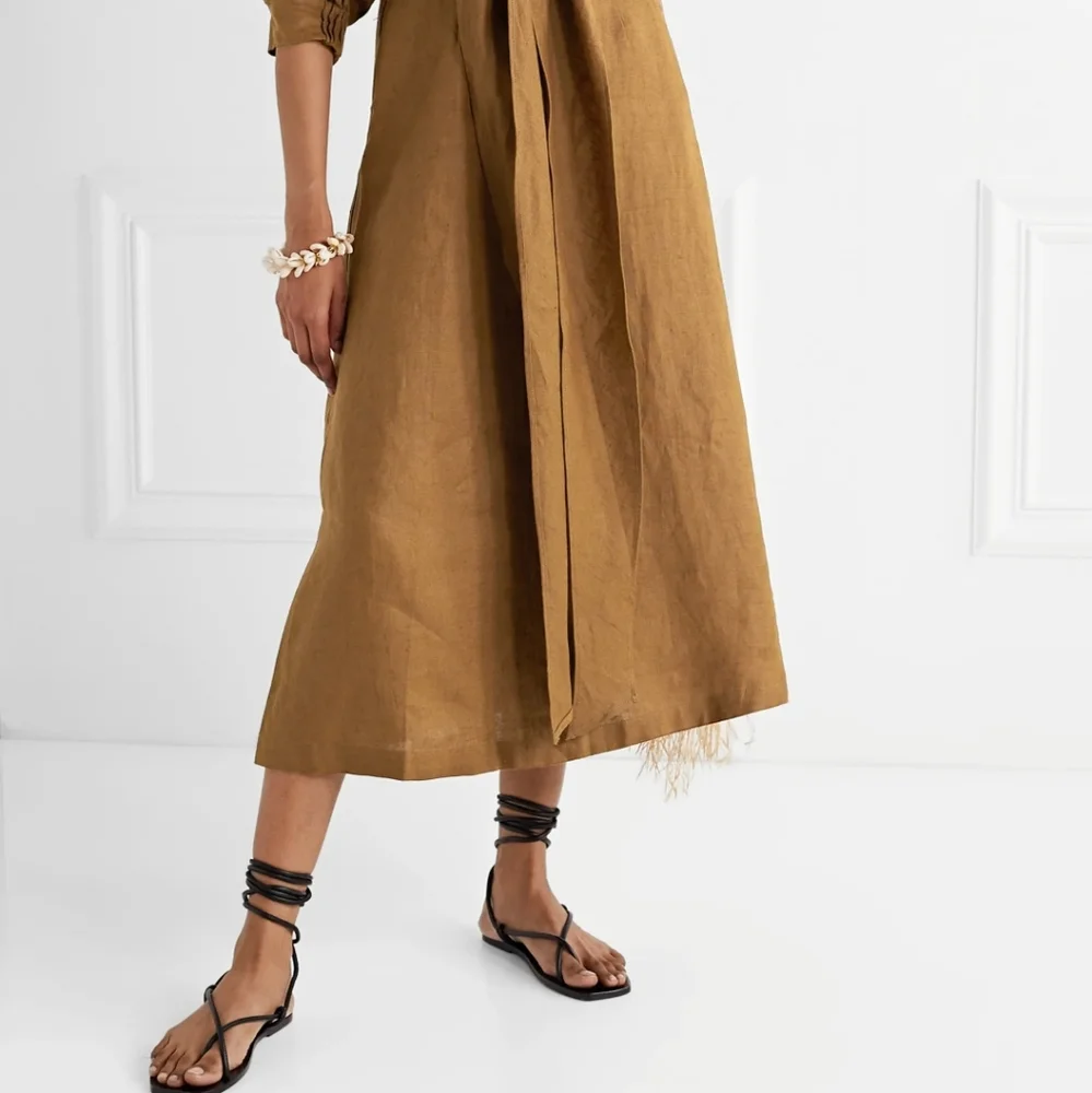 Nicholas Asilah Tie-Front Midi Linen Dress sz 4 NWT - Picture 8 of 14